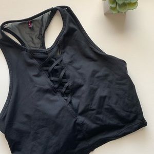 Mesh cross sports bra